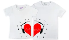 парные, сердце в наушниках